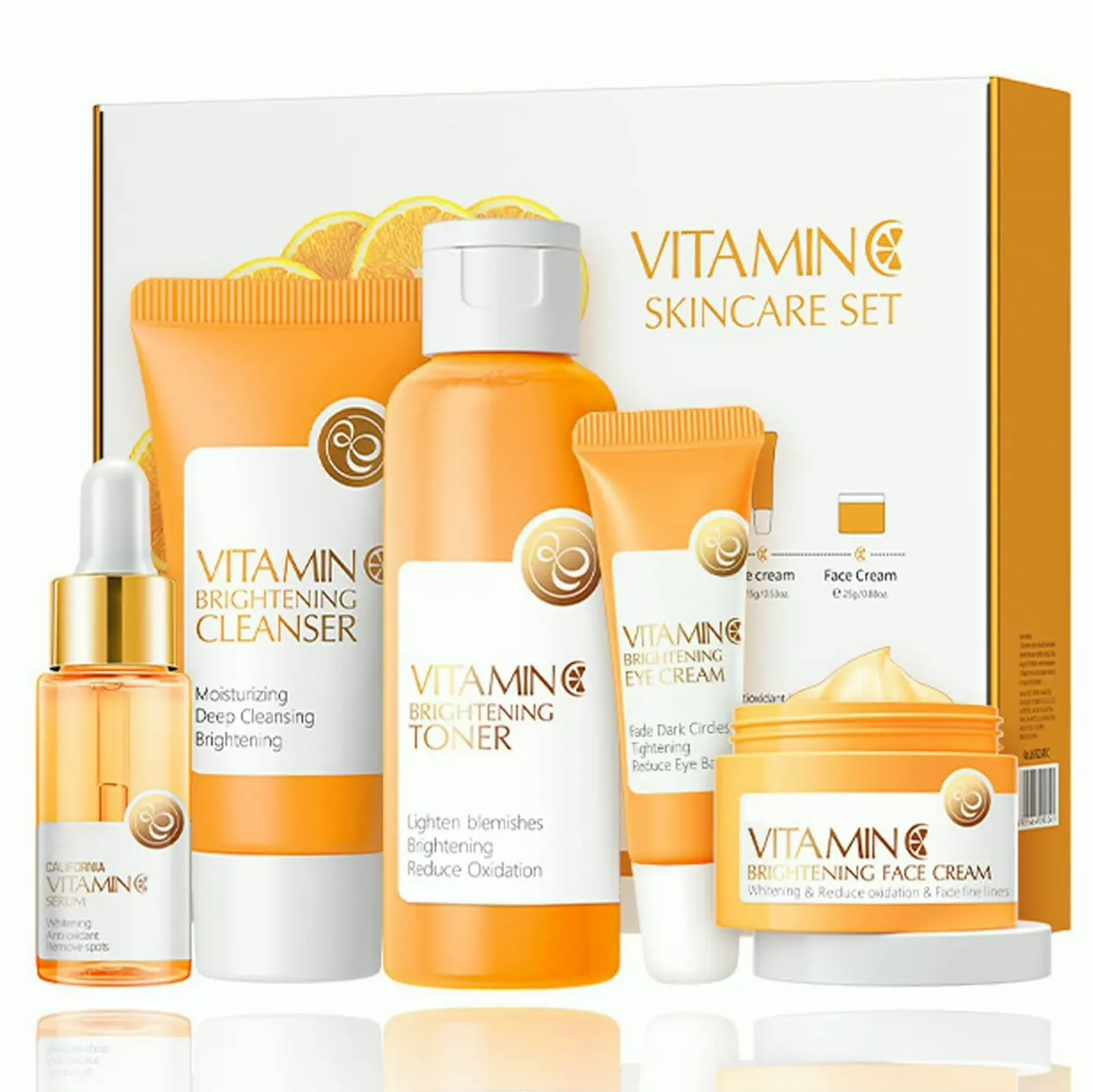 Vitamin C Skincare Gift Kit, 5-in-1 Including Wash, Refresher, Serum
