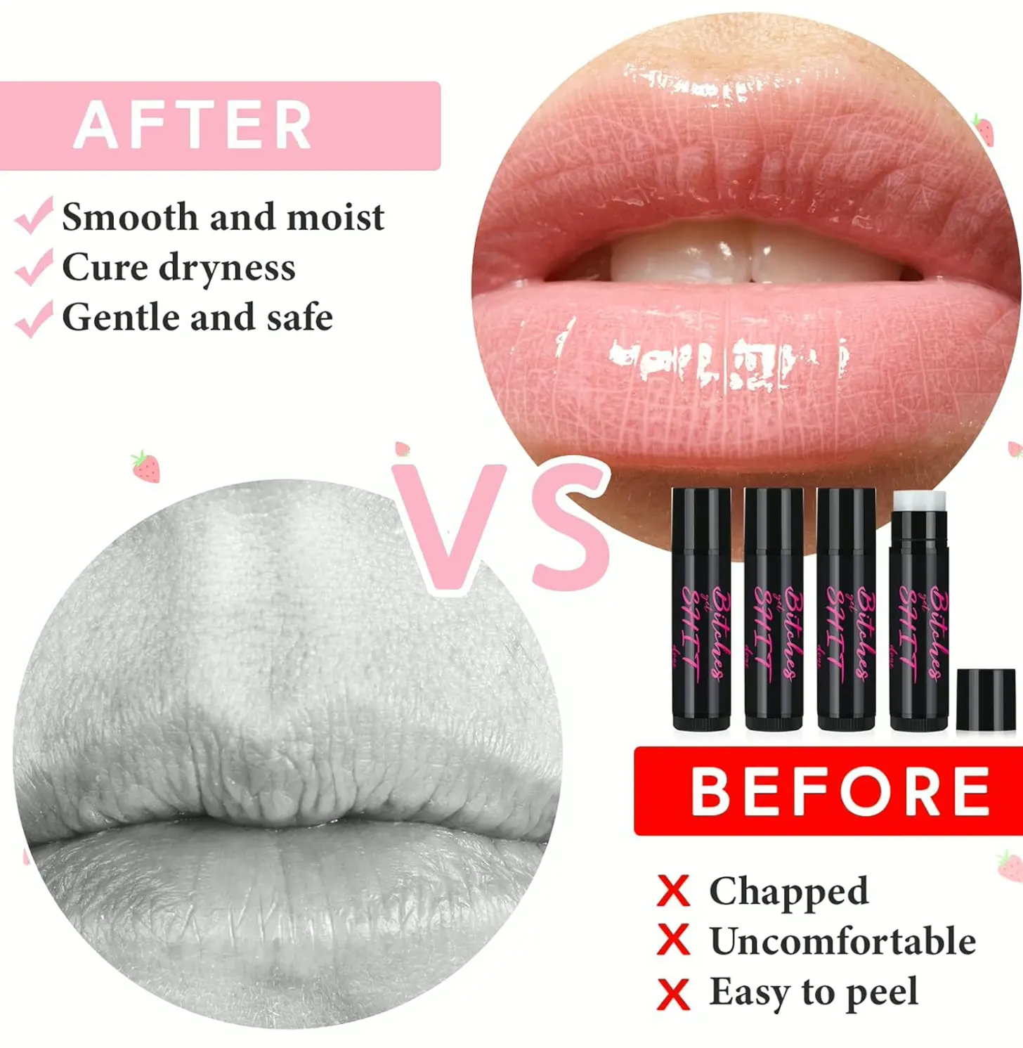 4 Pcs Funny Quirky Lip Balm Gifts