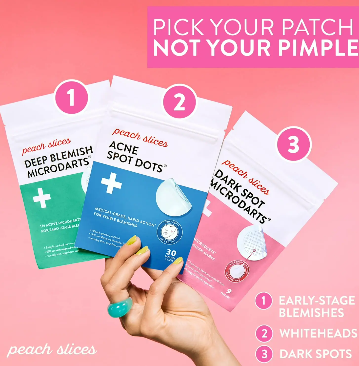Peach Slices Acne Spot Dots: Hydrocolloid Pimple Stickers (Vegan)