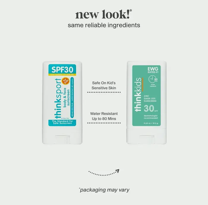 Thinkfreely Kids SPF 30 Mineral Sun Block Stick, 0.64 Oz, Waterproof Coral Safe