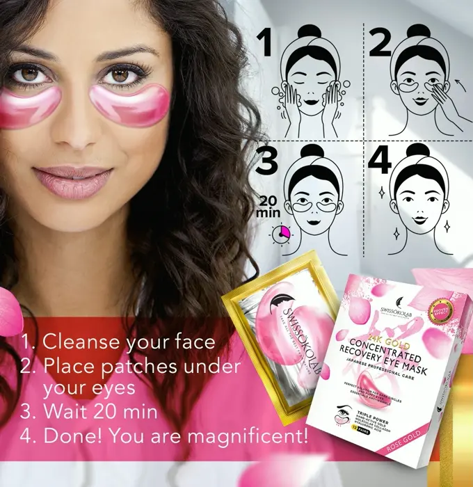 SwissOkoLab 24k Gold Under Eye Patches for Puffiness
