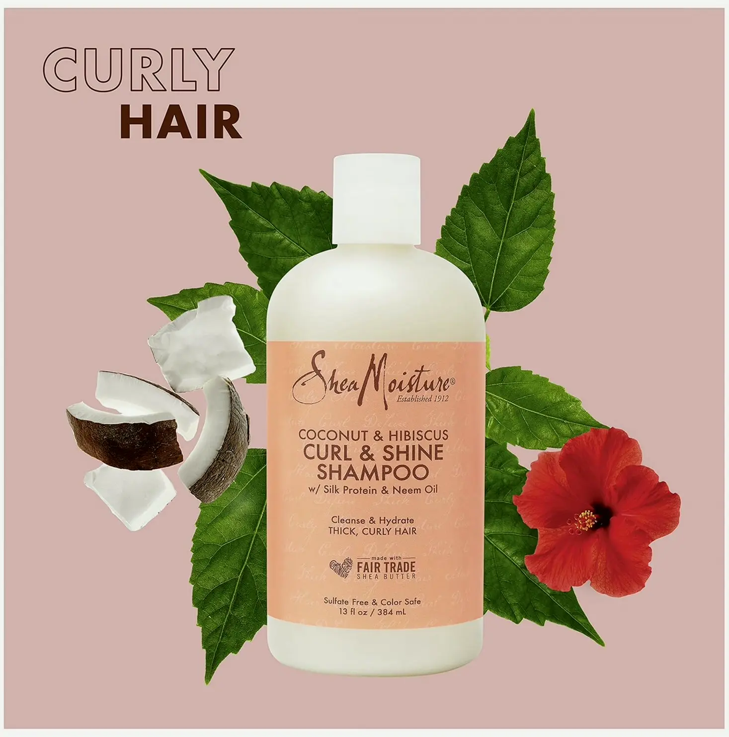 SheaMoisture Curl and Shine Coconut Shampoo 13 ounces Paraben Free Shampoo