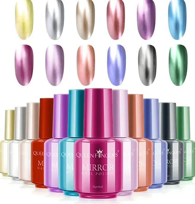 Ownest 12 Colors Mirror Nail Polish Set, Long Lasting Glossy Manicure