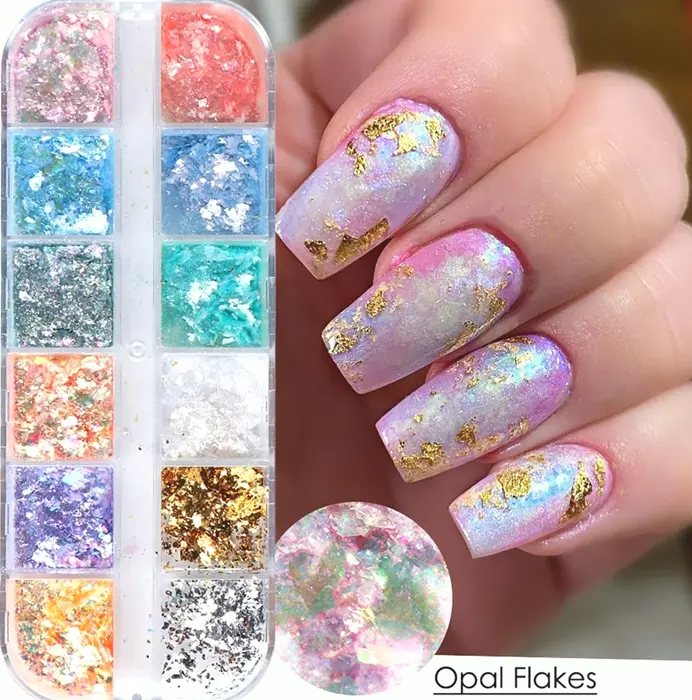 Holographic Aurora Nail Glitters for Decoration