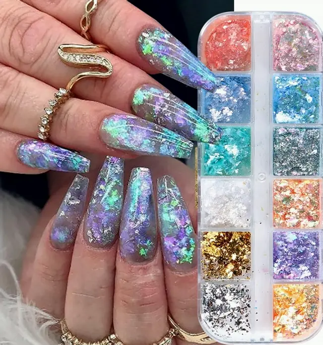 Holographic Aurora Nail Glitters for Decoration