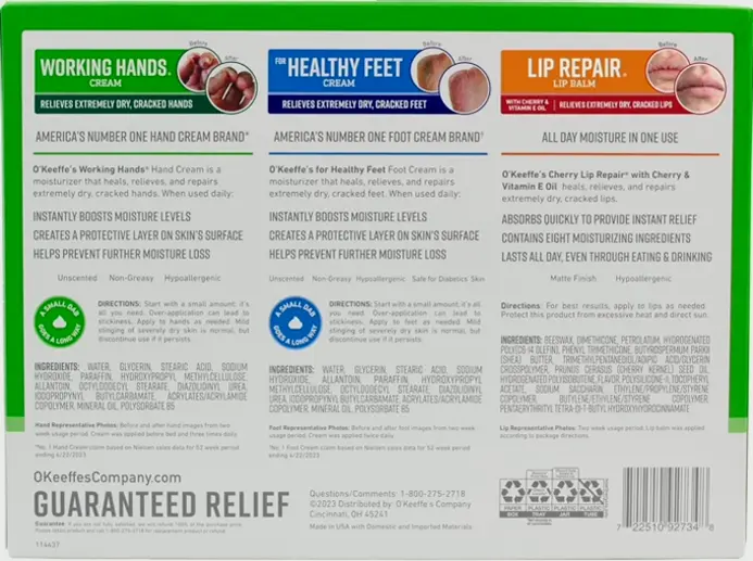 O'Keef's Gift set: Lip Repair, Working Hands & Healthy Feet