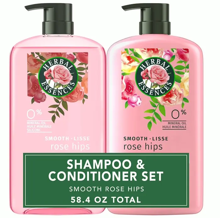 Herbal Extracts Cleanser and Moisturizer Set, Smooth with Vitamin E, Rose Hips, Jojoba, 29.2 Fl Oz, 2 Pack