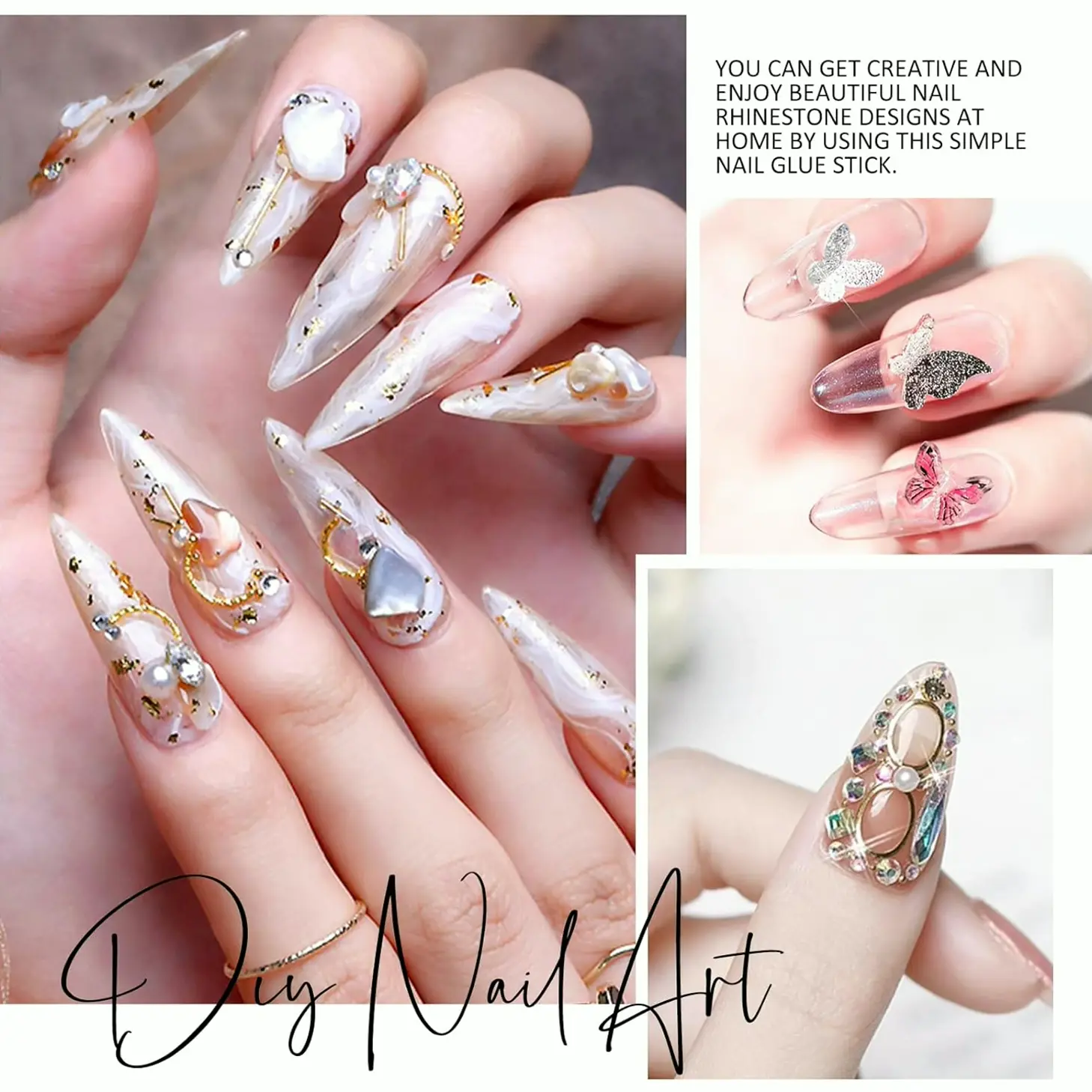 Ownest 2 Pcs Nail Glue Pen Resin Polishing Agent, Adhesive Decorative Crystal Diamond Accessory, Need Light - 10ml