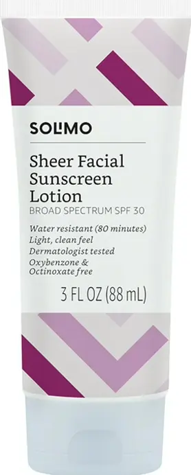 Amazon Brand - Brand Sheer Face Sunblock SPF 30, No Octinoxate & Oxybenzone, 3 fl oz  (Bundle of 1)