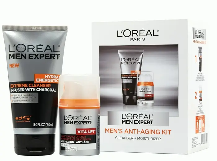 L'Oreal French Male Specialist Carbon Face Cleanser & Anti-Wrinkle Cream Set