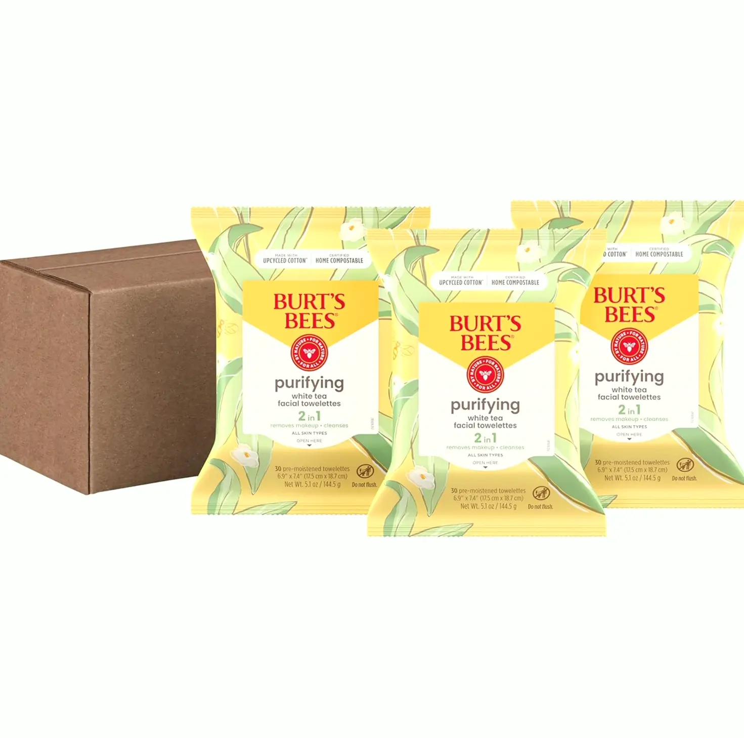 White Face Wipes for All Skin Types, Moisturizing Makeup Eliminator, Thirty Ct Triple Pack