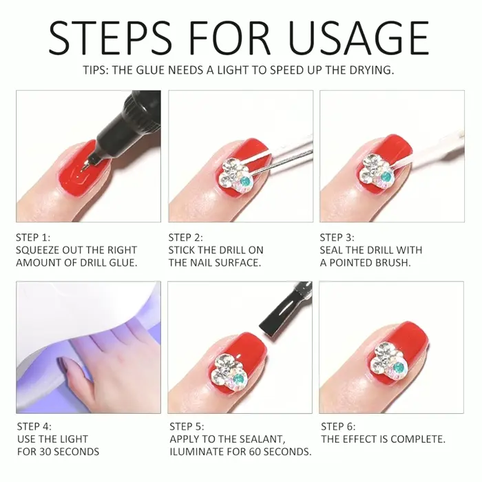Ownest 2 Pcs Nail Glue Pen Resin Polishing Agent, Adhesive Decorative Crystal Diamond Accessory, Need Light - 10ml