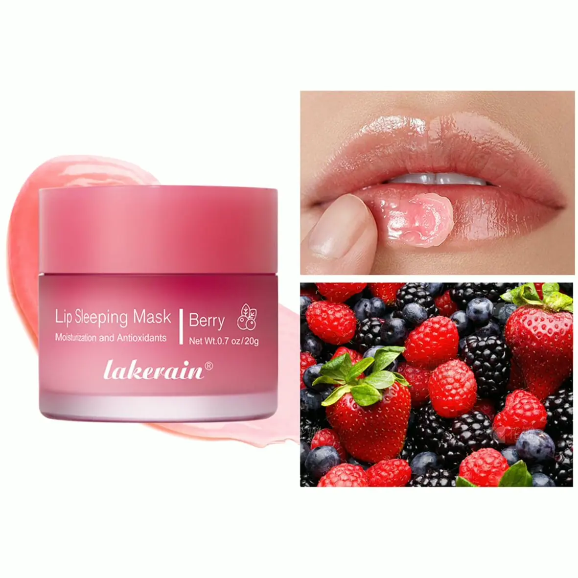 Moisturizing Lip Mask, Long-lasting Night Care, Reduces Dry Lips (Berry) 0.7 OZ