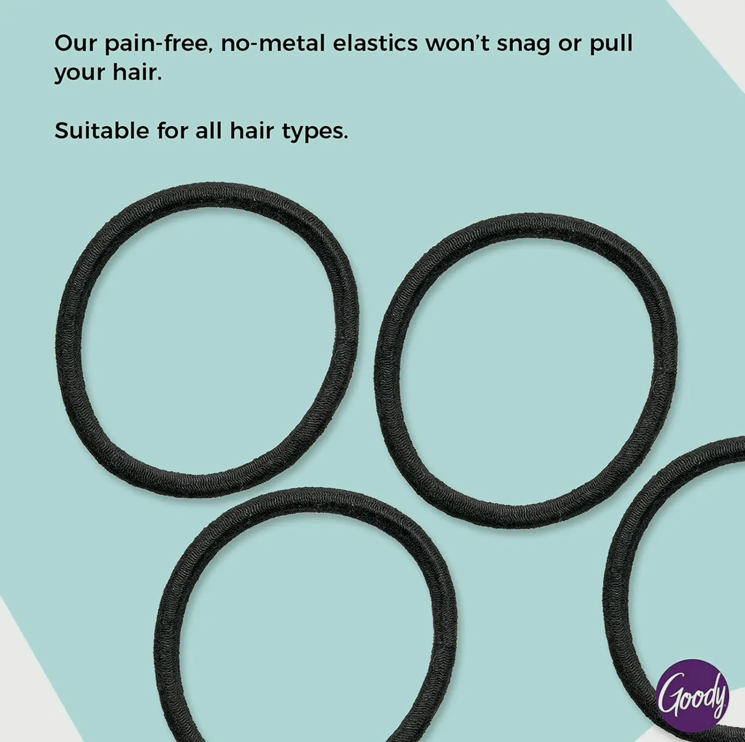Goodie Ouchless Elastic - Count, Black - 4MM Regular Hair