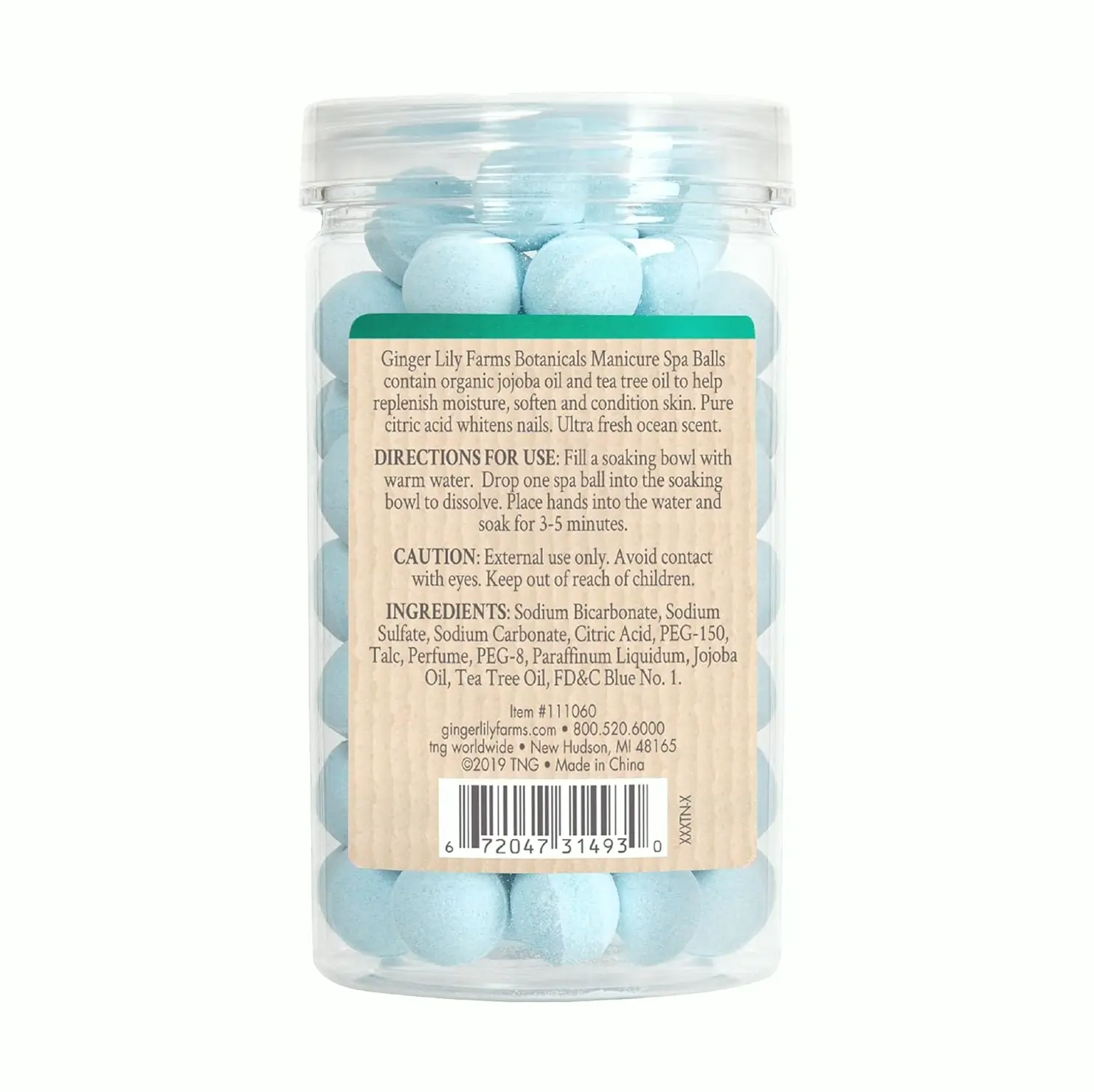 Ginger Manicure Spa Balls Ocean Scented, 80-Count