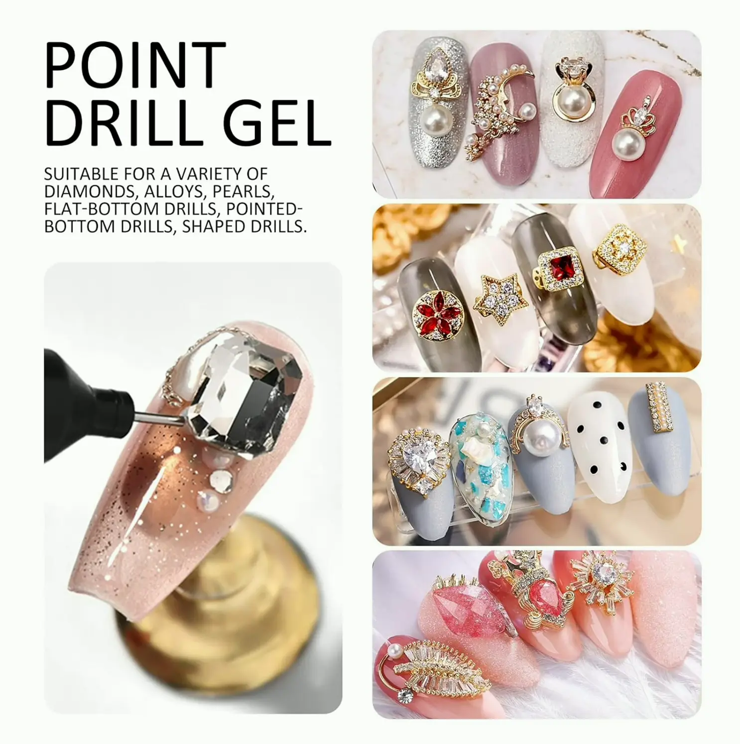 Ownest 2 Pcs Nail Glue Pen Resin Polishing Agent, Adhesive Decorative Crystal Diamond Accessory, Need Light - 10ml