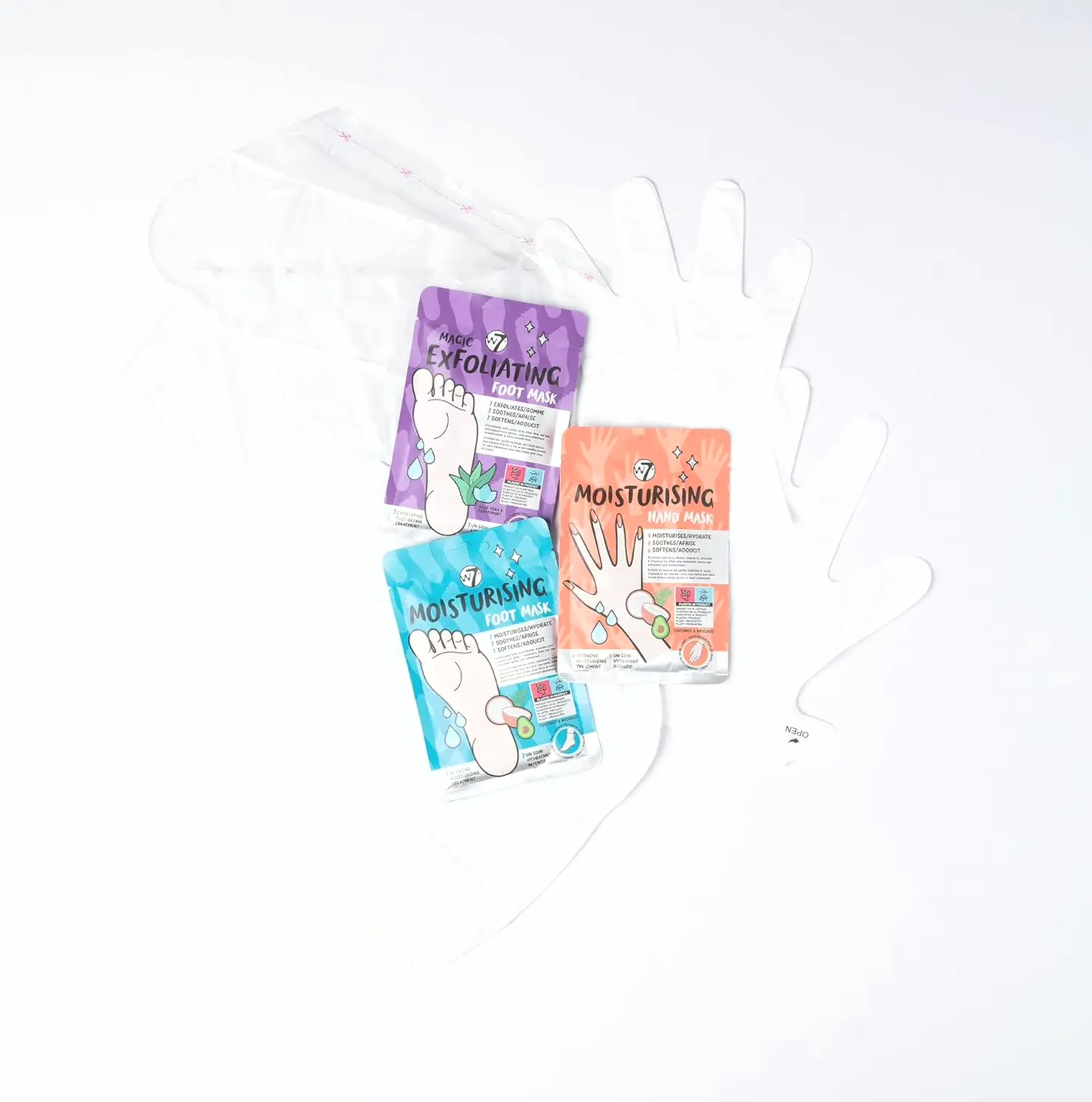 W7 Brand Foot & Hand Treatment Kit - Moisturize & Exfoliation Home Use