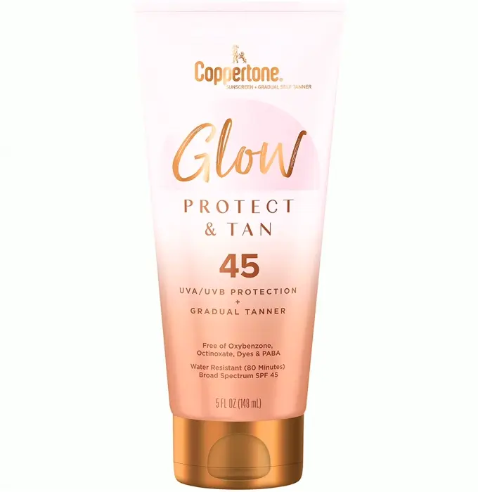 Coppertone Radiant Defend and Tan Sunscreen Cream SPF 45, 5 Fl Oz