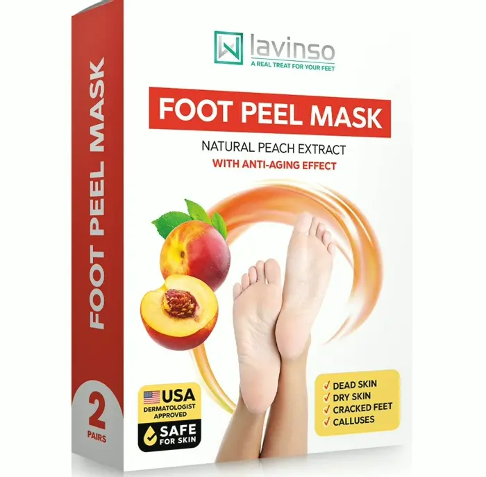 Peach Foot Peel Mask for Cracked Feet, Softening 2 Pack