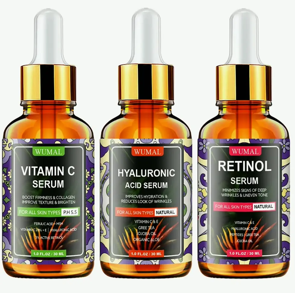 3 Set Face Serums - Vitamin C, Retinol & HA Serums