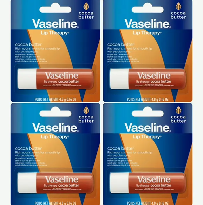 Vaseline Lips Therapy Cocoa Stick, Bundle of 4, 0.16 oz