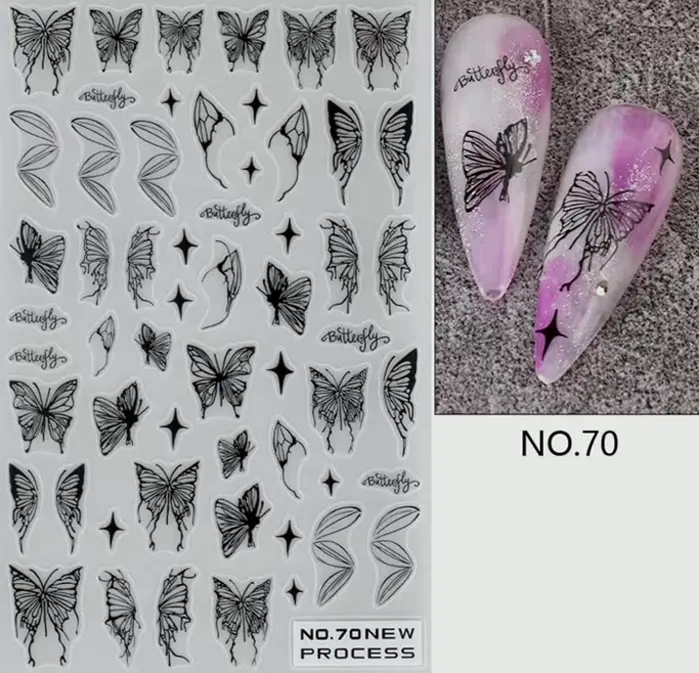 Insect Manicure Stickers with Three-Dimensional Effect